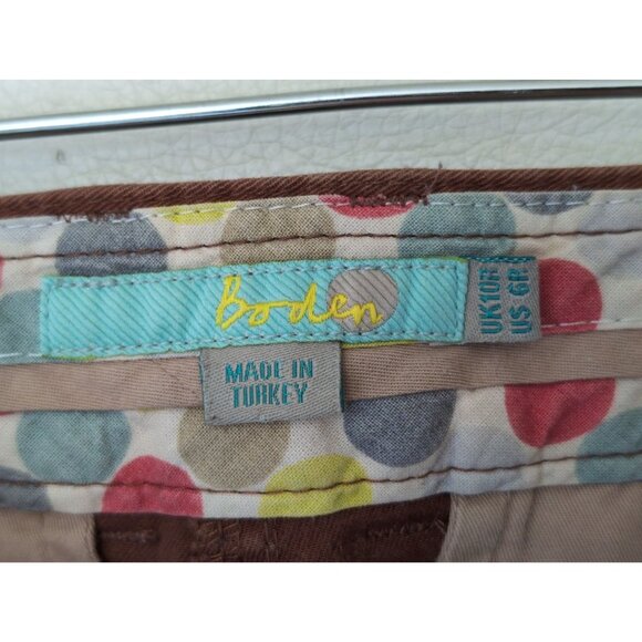 Boden Chino Pants Womens 6 Brown Straight Leg Mid Rise Flat Front Preppy Classic - Picture 6 of 12